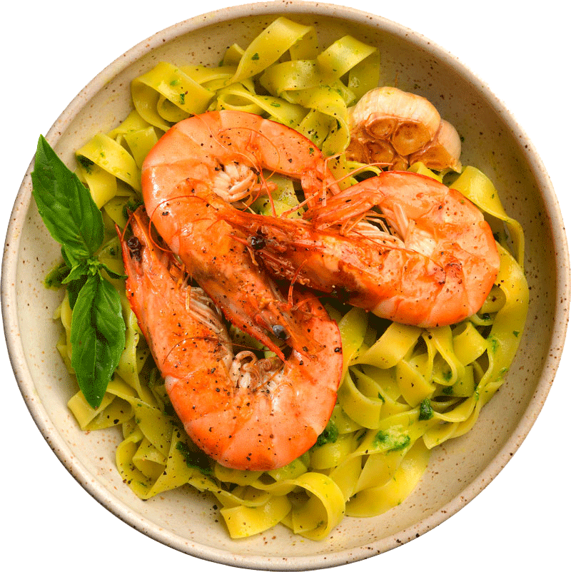 Langostinos al pesto